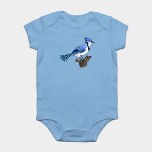 Bluejay bird on branch Baby Bodysuit